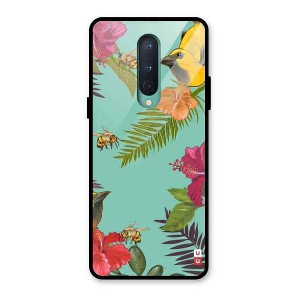 Flower Bird and Bee Glass Back Case for OnePlus 8