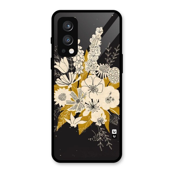 Flower Drawing Glass Back Case for OnePlus Nord 2 5G