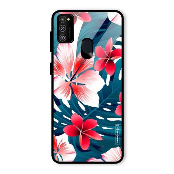 Flower design Glass Back Case for Galaxy M30s