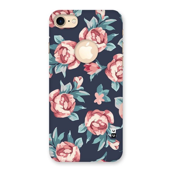 Flowers Painting Back Case for iPhone 7 Logo Cut