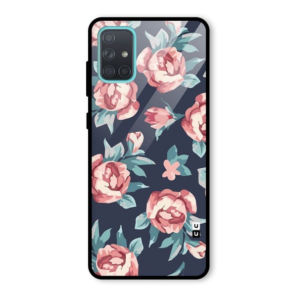 Flowers Painting Glass Back Case for Galaxy A71