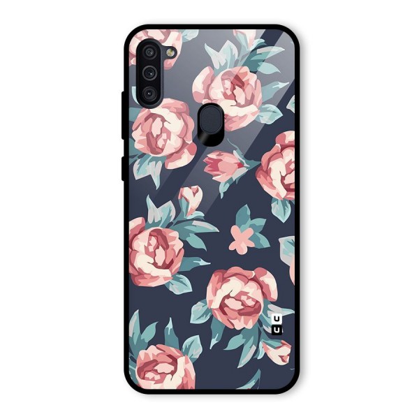 Flowers Painting Glass Back Case for Galaxy M11