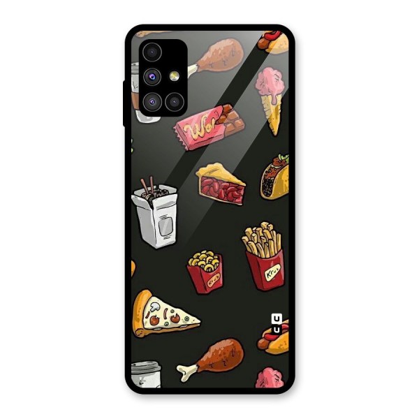 Foodie Pattern Glass Back Case for Galaxy M51