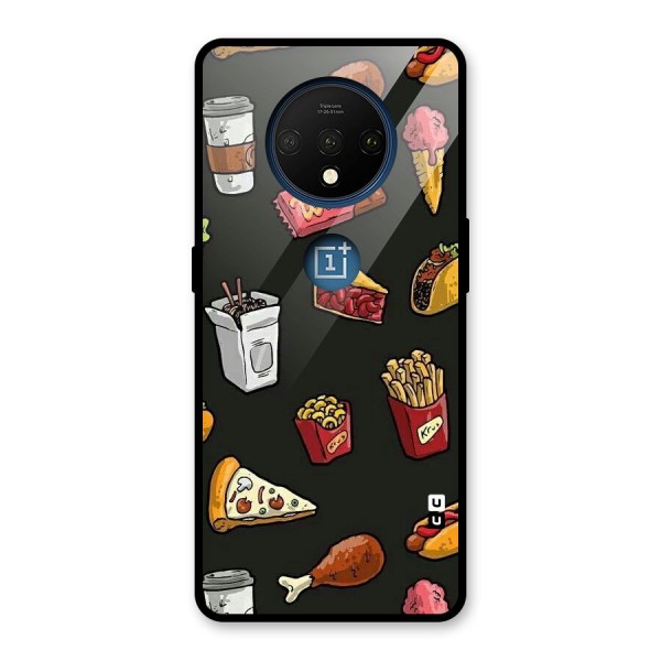 Foodie Pattern Glass Back Case for OnePlus 7T