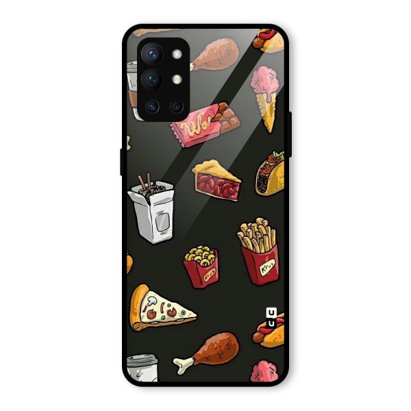 Foodie Pattern Glass Back Case for OnePlus 9R
