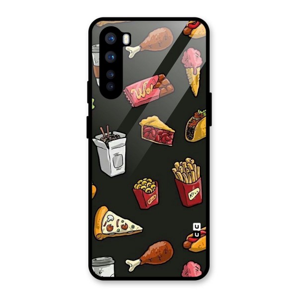Foodie Pattern Glass Back Case for OnePlus Nord