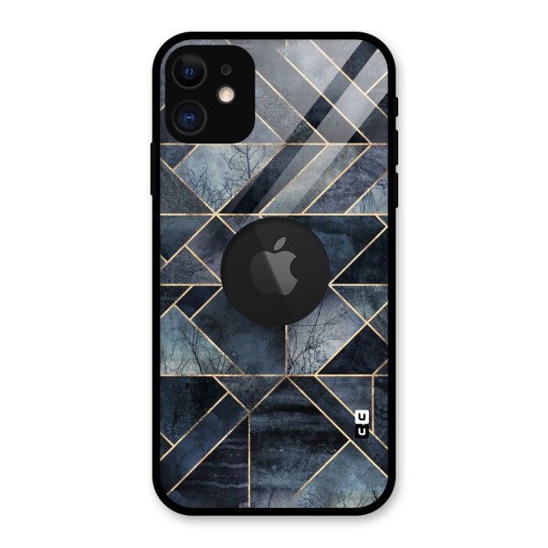 Forest Abstract Lines Glass Back Case for iPhone 11 Logo Cut