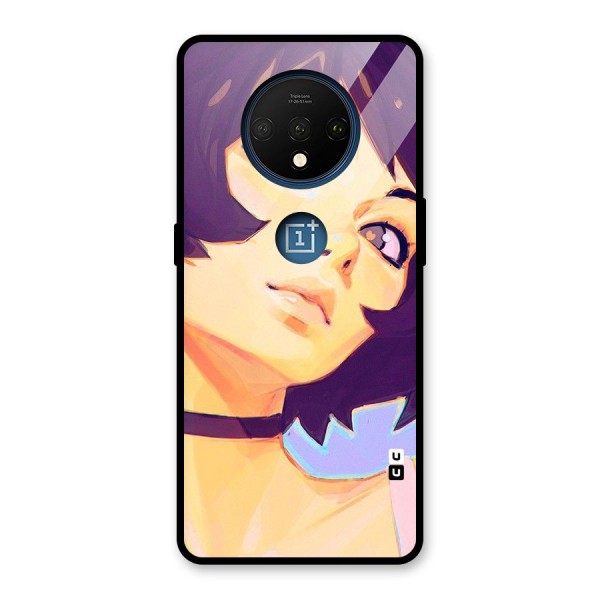 Girl Face Art Glass Back Case for OnePlus 7T