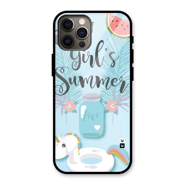 Girls Summer Glass Back Case for iPhone 12 Pro