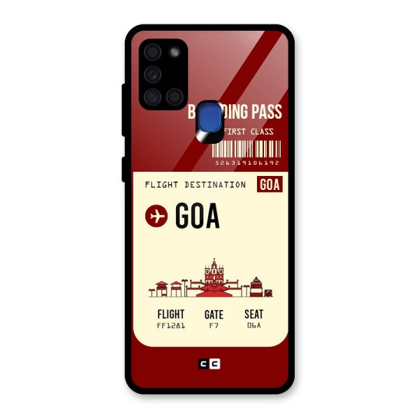 Goa Boarding Pass Glass Back Case for Galaxy A21s