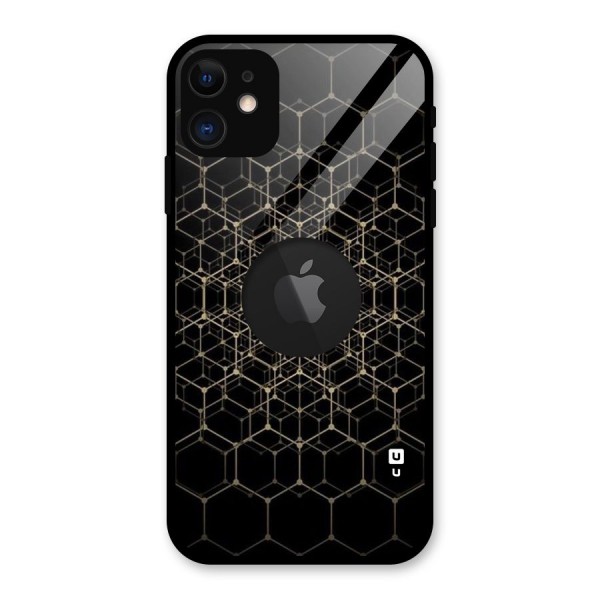 Gold Web Glass Back Case for iPhone 11 Logo Cut