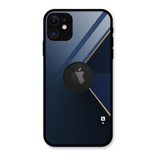 Golden Blue Triangle Glass Back Case for iPhone 11 Logo Cut