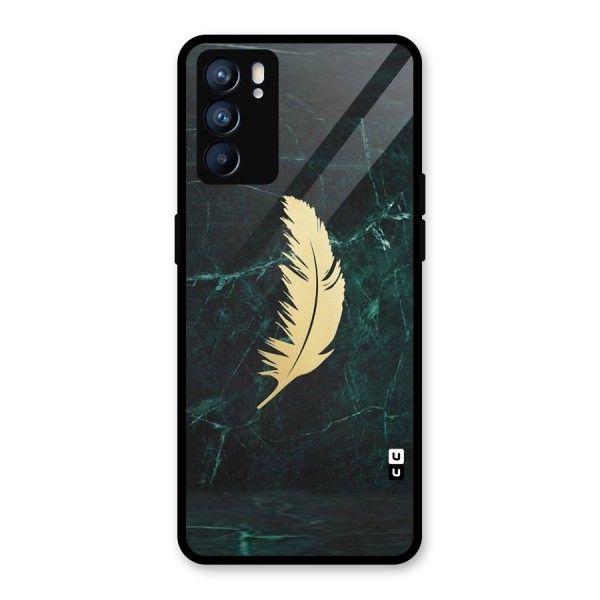 Golden Feather Glass Back Case for Oppo Reno6 5G