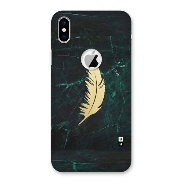 Golden Leaf Back Case for iPhone X Logo Cut
