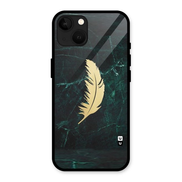 Golden Leaf Glass Back Case for iPhone 13