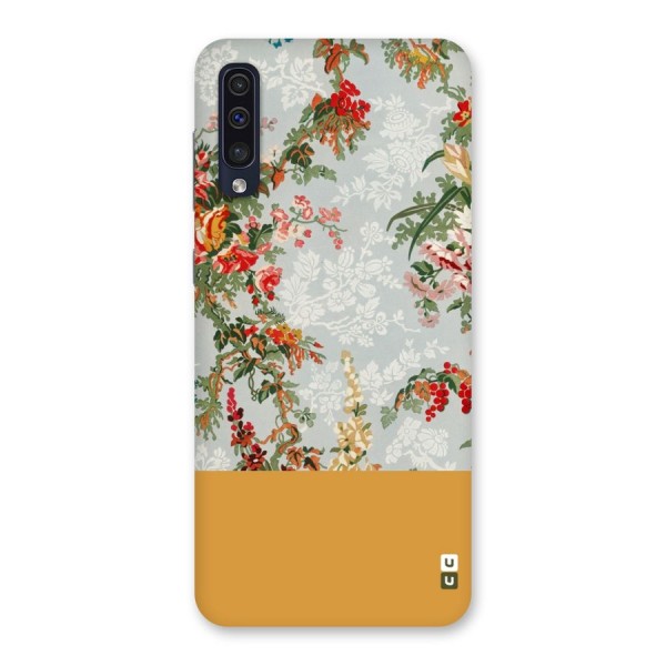 Golden Stripe on Floral Back Case for Galaxy A50