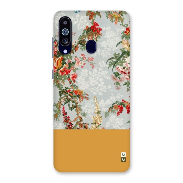 Golden Stripe on Floral Back Case for Galaxy A60