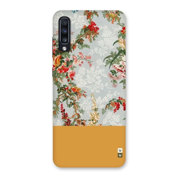 Golden Stripe on Floral Back Case for Galaxy A70