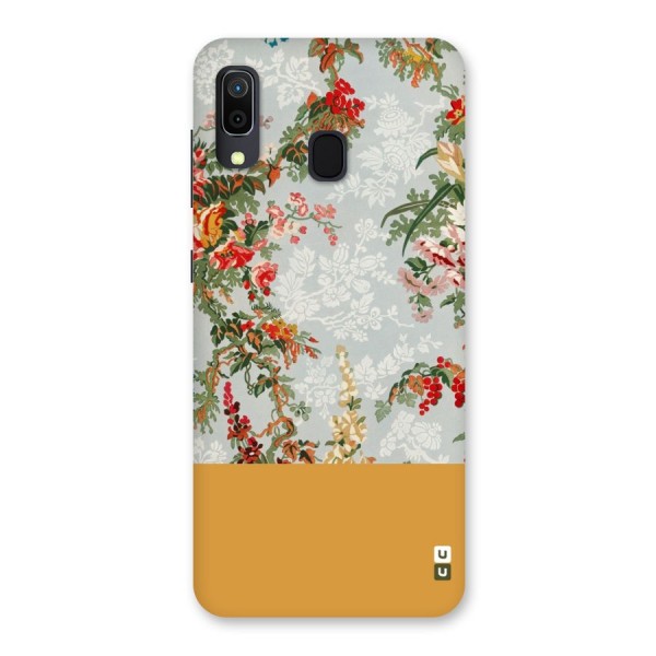 Golden Stripe on Floral Back Case for Galaxy M10s