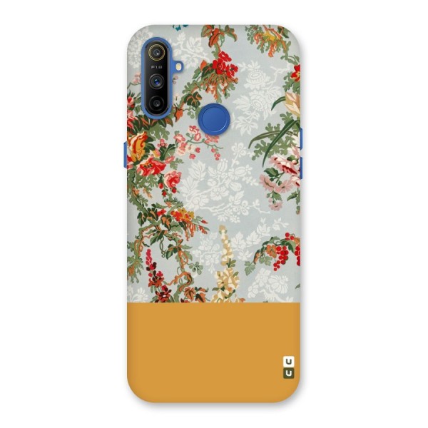 Golden Stripe on Floral Back Case for Realme Narzo 10A