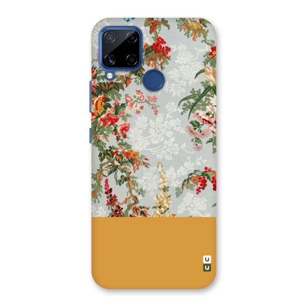 Golden Stripe on Floral Back Case for Realme Narzo 30A