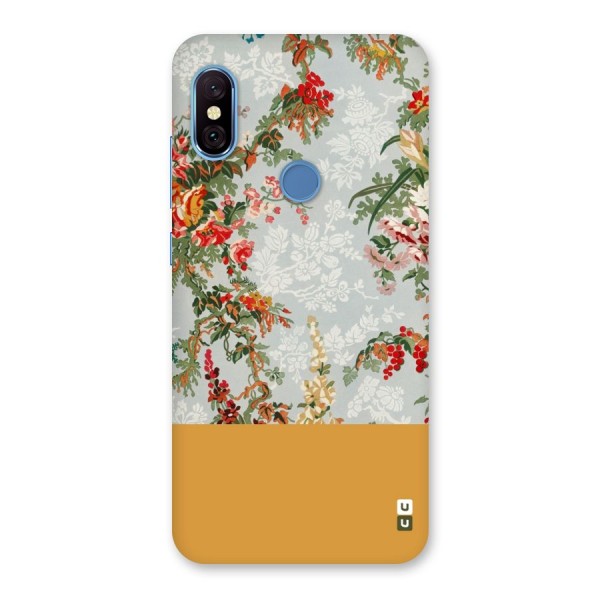 Golden Stripe on Floral Back Case for Redmi Note 6 Pro