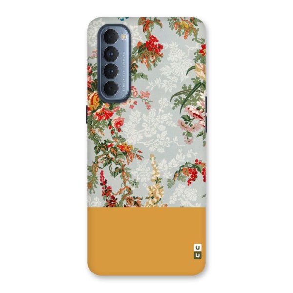 Golden Stripe on Floral Back Case for Reno4 Pro