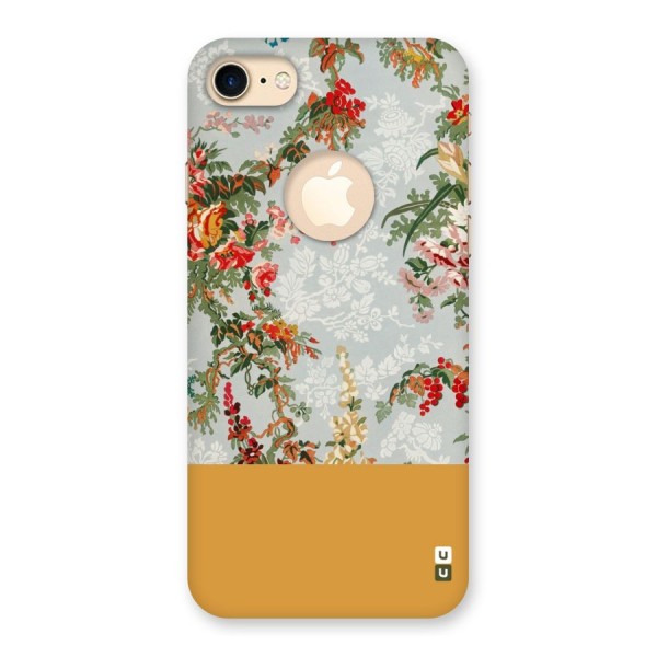 Golden Stripe on Floral Back Case for iPhone 7 Logo Cut