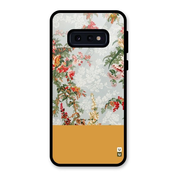 Golden Stripe on Floral Glass Back Case for Galaxy S10e