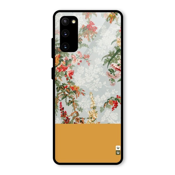 Golden Stripe on Floral Glass Back Case for Galaxy S20 FE