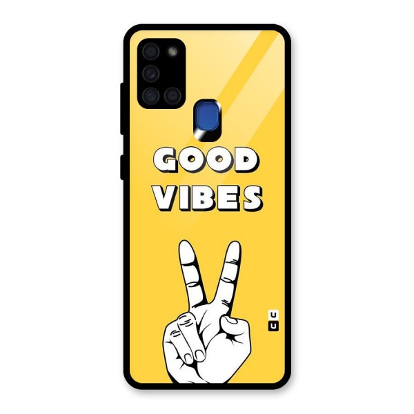Good Vibes Victory Glass Back Case for Galaxy A21s