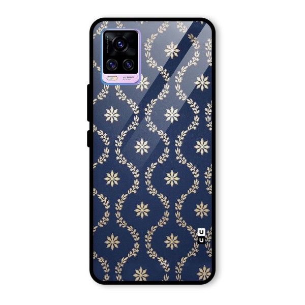 Gorgeous Gold Leaf Pattern Glass Back Case for Vivo V20 Pro