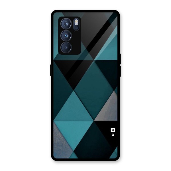 Green Black Shapes Glass Back Case for Oppo Reno6 Pro 5G