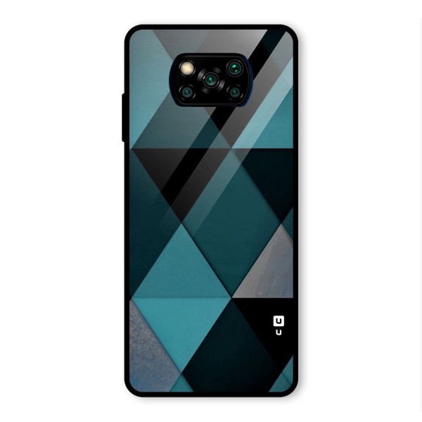 Green Black Shapes Glass Back Case for Poco X3 Pro