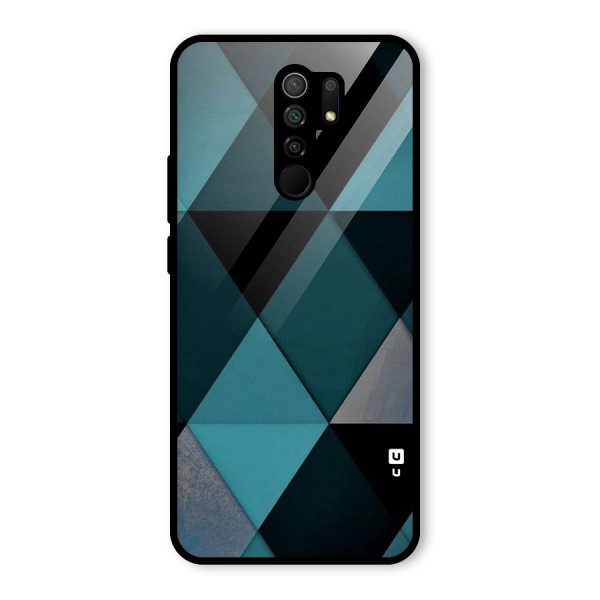 Green Black Shapes Glass Back Case for Redmi 9 Prime