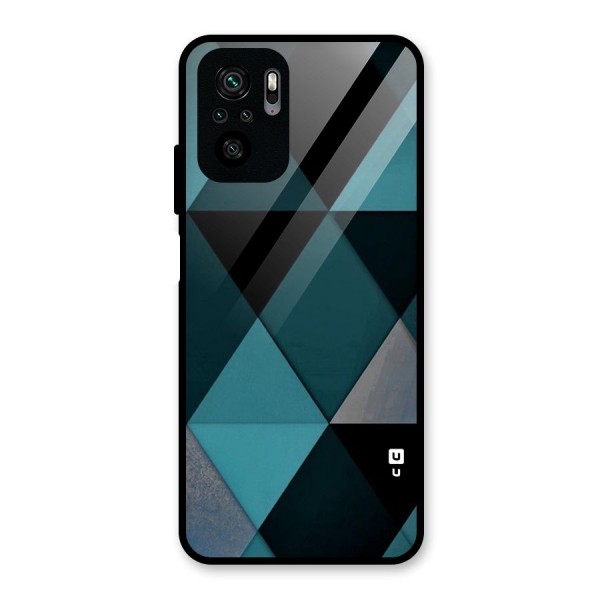 Green Black Shapes Glass Back Case for Redmi Note 10