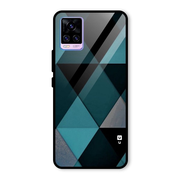 Green Black Shapes Glass Back Case for Vivo V20 Pro