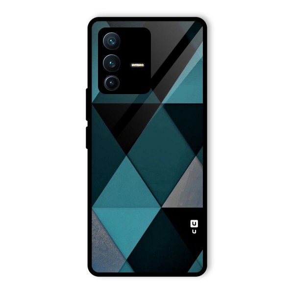 Green Black Shapes Glass Back Case for Vivo V23 Pro