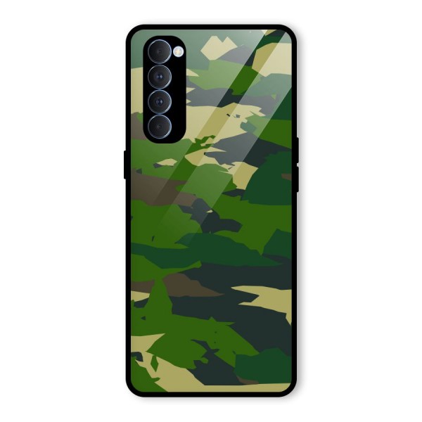 Green Camouflage Army Glass Back Case for Oppo Reno4 Pro
