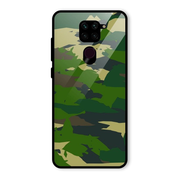 Green Camouflage Army Glass Back Case for Redmi Note 9