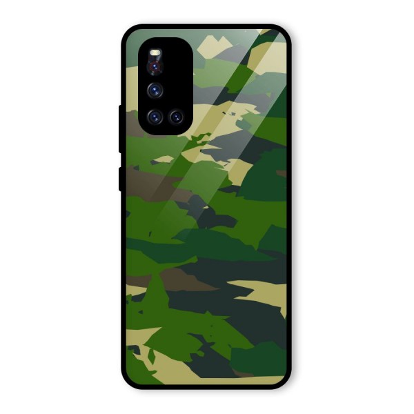Green Camouflage Army Glass Back Case for Vivo V19