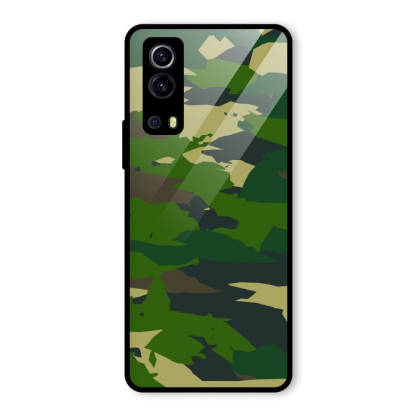 Green Camouflage Army Glass Back Case for Vivo iQOO Z3