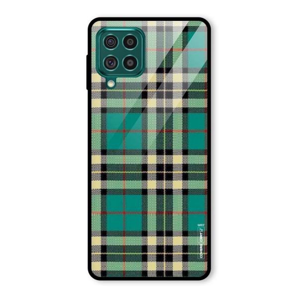 Green Check Glass Back Case for Galaxy F62