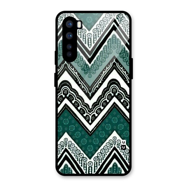 Green Chevron Glass Back Case for OnePlus Nord