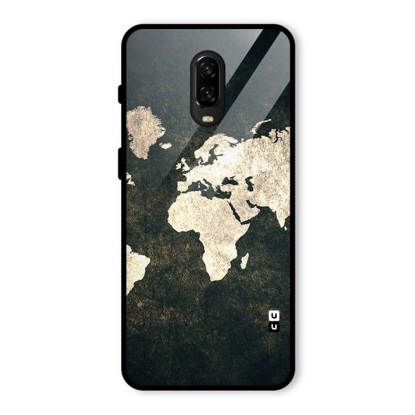 Green Gold Map Design Glass Back Case for OnePlus 6T