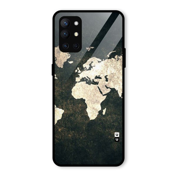 Green Gold Map Design Glass Back Case for OnePlus 9R