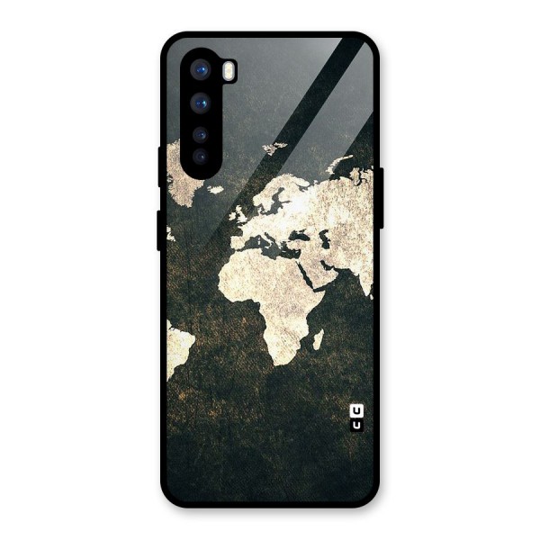 Green Gold Map Design Glass Back Case for OnePlus Nord