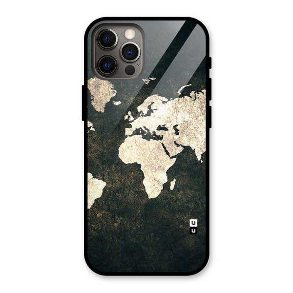 Green Gold Map Design Glass Back Case for iPhone 12 Pro
