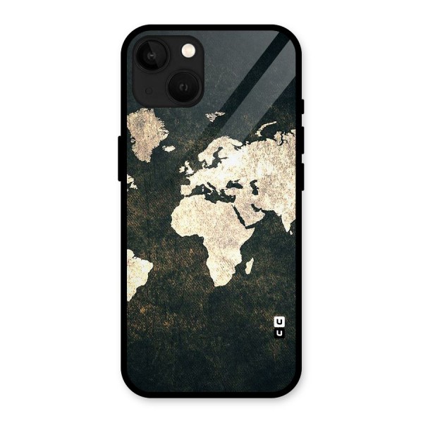 Green Gold Map Design Glass Back Case for iPhone 13