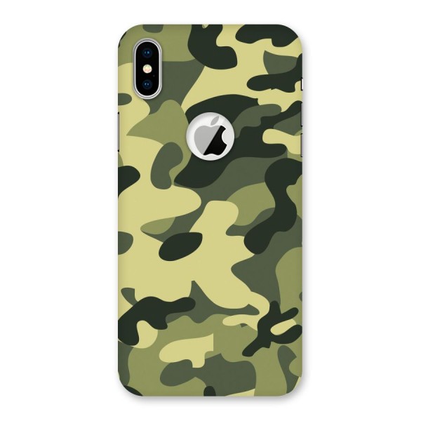 Green Military Pattern Back Case for iPhone X Logo Cut